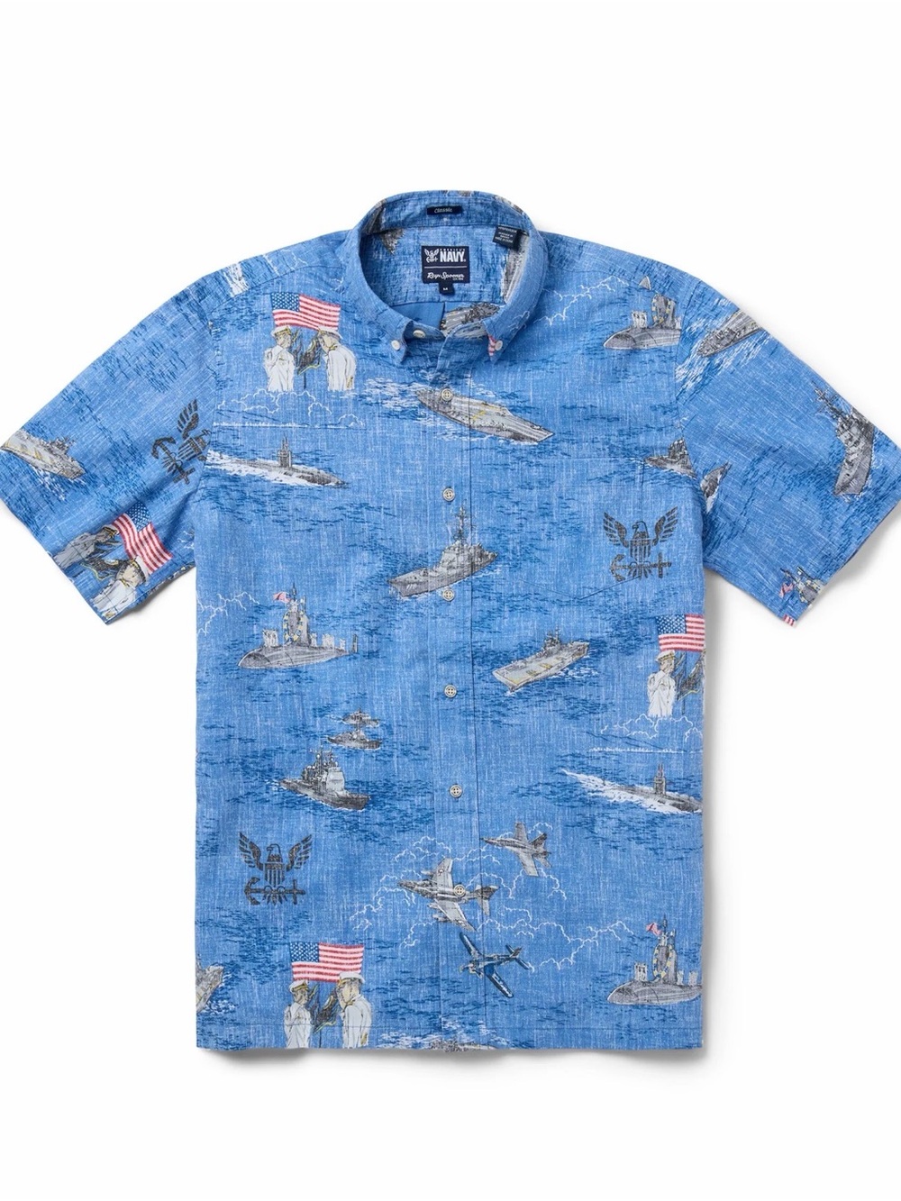 reyn spooner Navy 250th Patriotic Naval Print Short-Sleeve Button-Down Shirt